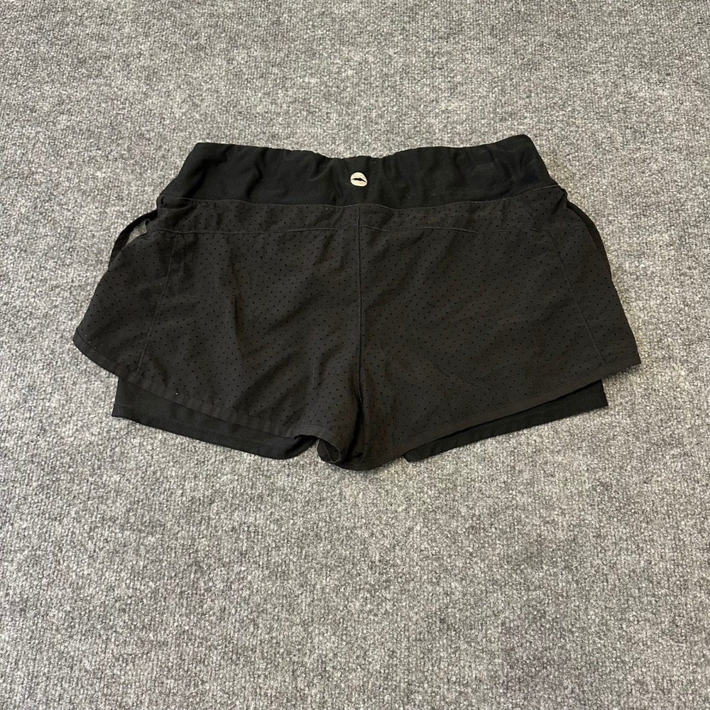 Avia Athletic Shorts Womens Size M Black Perforated Layered Running Gym 43605